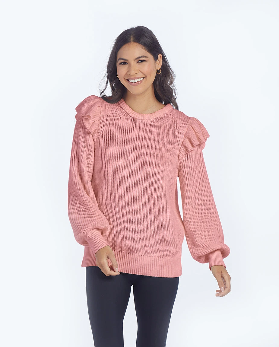 The Flirty Ruffle Sleeve Sweater - Desert Rose 1 The Flirty Ruffle Sleeve Sweater - Desert Rose
