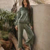 The Plush Velour Lounge Pant - Olive