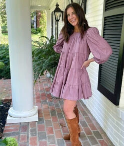 The Tiered Mini Dress - Plum
