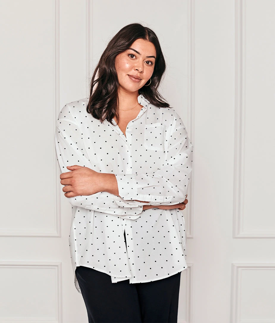 The Perfect Boyfriend Shirt - White Sand & Sea Urchin Pin Dot 5 The Perfect Boyfriend Shirt - White Sand & Sea Urchin Pin Dot - Image 5