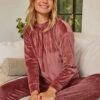 The Plush Velour Hoodie - Rosewood