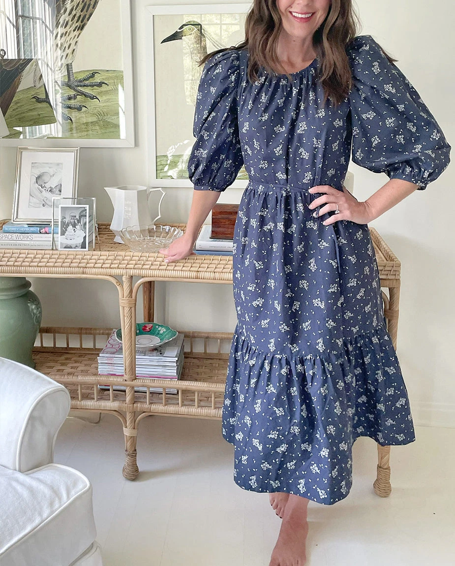 The Tiered Midi Dress - Cottage Floral In Midnight 2 The Tiered Midi Dress - Cottage Floral In Midnight - Image 2