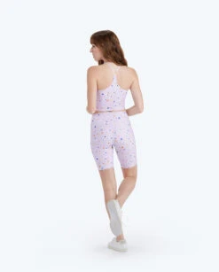 The Do-It-All High Rise Biker Shorts - Paint Splatter In Lilac -Summersalt Shop 2 ModelBack 30e539fb 0708 414f 91f7 2c5b46944500