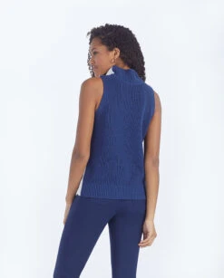 The High Neck Sweater Vest - Atlantic & White Sand -Summersalt Shop 2 ModelBack ec7d86db 4e21 4ec5 9789 0fb4708a1c0e