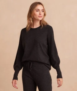 The Coziest Cashmere Blend Bishop-Sleeve Sweater - Charcoal -Summersalt Shop 3 Coziest Cashmere Blend Bishop Sleeve Sweater Charcoal