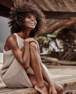 The Crochet High-Neck Dress - Natural 5 The Crochet High-Neck Dress - Natural -Summersalt Shop 3 ModelFullBody 57de8eff cee2 426a b53b c5343a4721cc