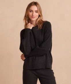 The Coziest Cashmere Blend Bishop-Sleeve Sweater - Charcoal -Summersalt Shop 4 Coziest Cashmere Blend Bishop Sleeve Sweater Charcoal