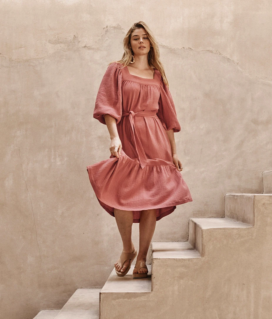 The Going Places Gauze Midi Dress - Faded Rose 6 The Going Places Gauze Midi Dress - Faded Rose - Image 6