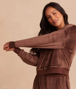 The Plush Velour Relaxed Crew - Chocolate 9 The Plush Velour Relaxed Crew - Chocolate -Summersalt Shop 4 Plush Velour Relaxed Crew Chocolate