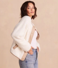 The High Pile Short Sherpa Jacket - White Sand & Moonlight -Summersalt Shop 4 High Pile Short Sherpa Jacket White Sand Moonlight