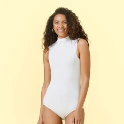 The Sleeveless Day To Night Bodysuit - White Sand -Summersalt Shop 58 87dca9cb 7d33 4d88 8873 3037c8f786e5