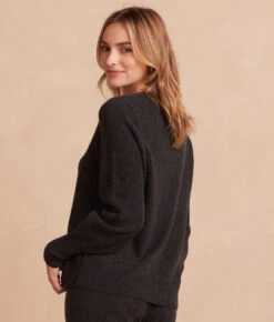 The Coziest Cashmere Blend Bishop-Sleeve Sweater - Charcoal -Summersalt Shop 5 Coziest Cashmere Blend Bishop Sleeve Sweater Charcoal