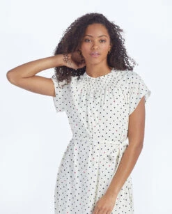 The Silky Flutter Sleeve Dress - White Sand Dot -Summersalt Shop 6 ExtraProductShot2 094bb9df d2b6 421c 900c d8ed9a8d8ca5