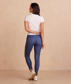 The Colorblocked High Rise 7/8 Legging - Gingham In Blue Mountain & Toffee -Summersalt Shop Back Full TheColorblockedDo It AllHighRise78LengthLegging GinghaminBlueMountain Toffee