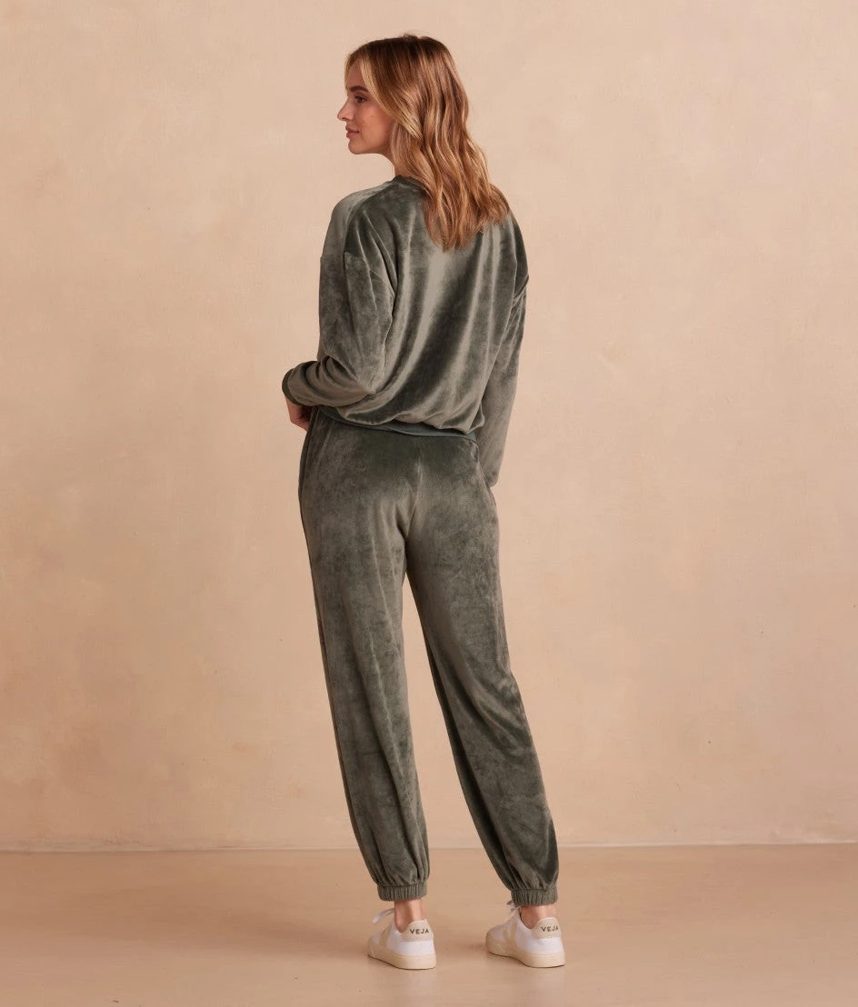 The Plush Velour Relaxed Crew - Olive 4 The Plush Velour Relaxed Crew - Olive - Image 4