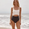 The Canal Cutout One-Piece - Sea Urchin & White Sand