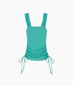 The Cinched Square Neck Tankini Top - Ocean Jade 7 The Cinched Square Neck Tankini Top - Ocean Jade -Summersalt Shop Cinched Square Neck Tankini Top Spring Green FLAT