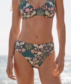 The Classic Mid-Rise Bikini Bottom - Hyacinth In Sunburst & Teal -Summersalt Shop Classic Mid Rise Bikini Bottom Hyacinth in Sunburst Teal 2