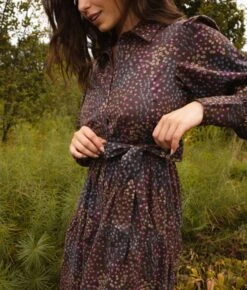 The Countryside Poplin Tiered Shirtdress - Floral Prairie In Chocolate 7 The Countryside Poplin Tiered Shirtdress - Floral Prairie In Chocolate -Summersalt Shop Countryside Poplin Tiered Shirtdress Floral Prairie in Chocolate 4