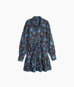 The Countryside Poplin Tiered Shirtdress - Rustic Floral In Midnight -Summersalt Shop Countryside Poplin Tiered Shirtdress Rustic Floral in Midnight 6