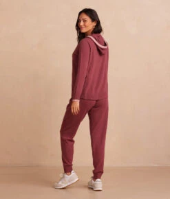 The Coziest Cashmere Blend Jogger - Rosewood & Shell -Summersalt Shop CoziestCashmereBlendJogger Rosewood ShellBack Full