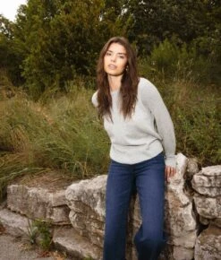 The Coziest Cashmere Blend Bishop-Sleeve Sweater - Wolf -Summersalt Shop Coziest Cashmere Blend Bishop Sleeve Sweater 4