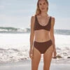 The LuxeCrinkle Tide Bikini Top - Mocha