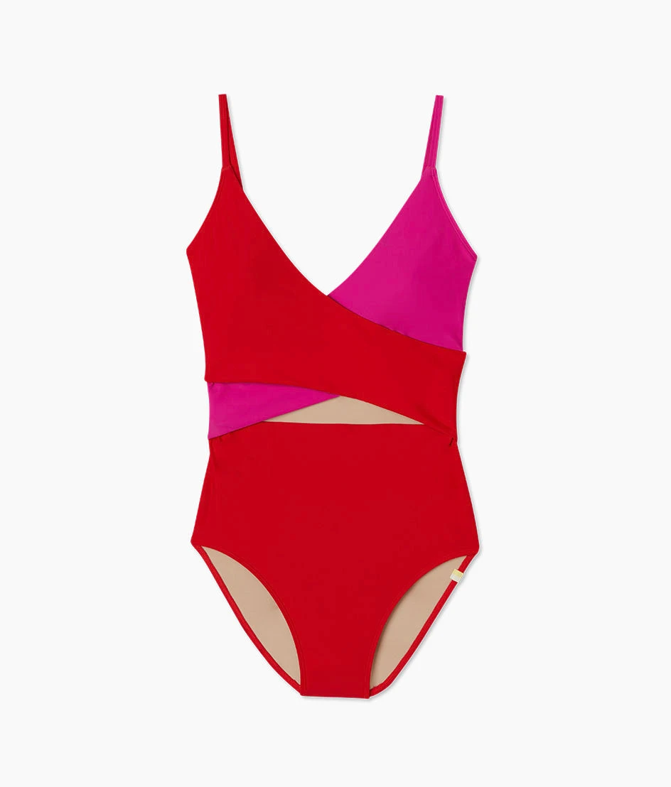 The Long Torso Sea Breeze Cutout One-Piece - Lava & Hibiscus 6 The Long Torso Sea Breeze Cutout One-Piece - Lava & Hibiscus - Image 6
