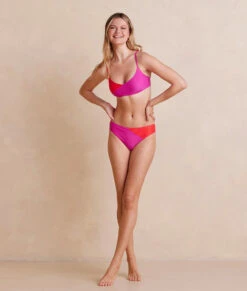 The Diagonal Mid Rise Bottom - Hibiscus & Grapefruit -Summersalt Shop DiagonalMidRiseBottom Hibiscus Grapefruit Front Full