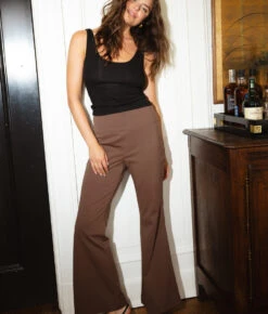 The Everyday High-Waist Flare Pant - Chocolate