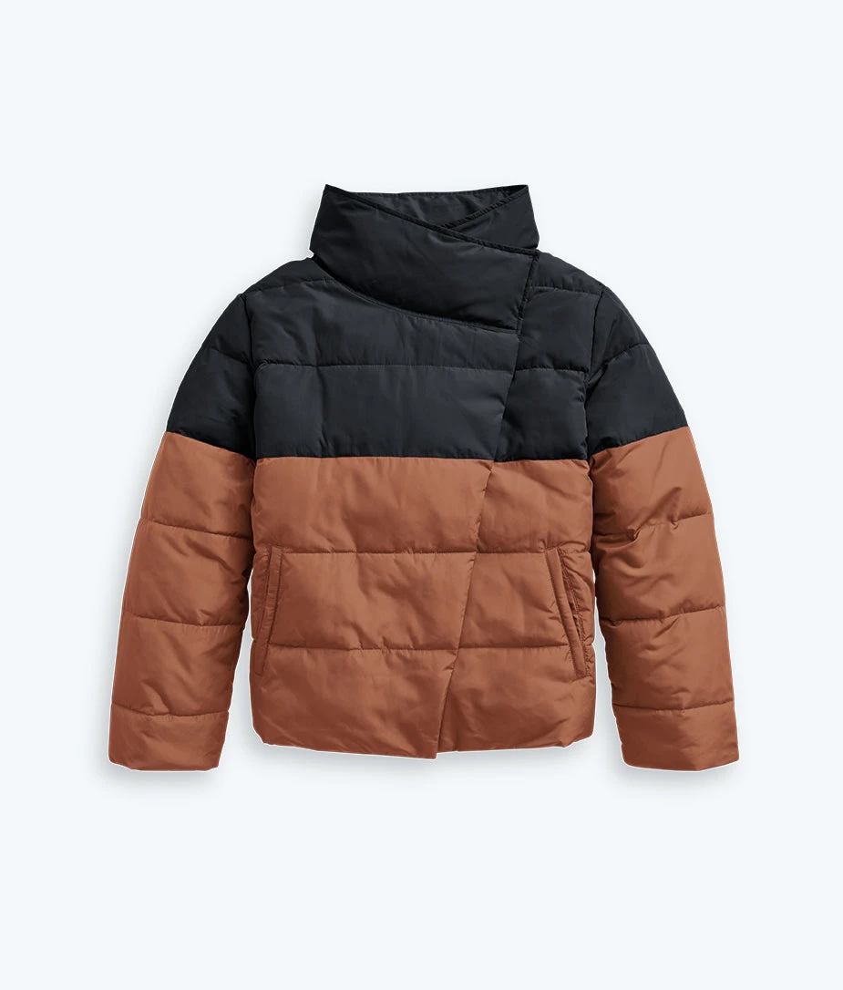 The Colorblock Eco Puffer Jacket - Sea Urchin & Praline 7 The Colorblock Eco Puffer Jacket - Sea Urchin & Praline - Image 7