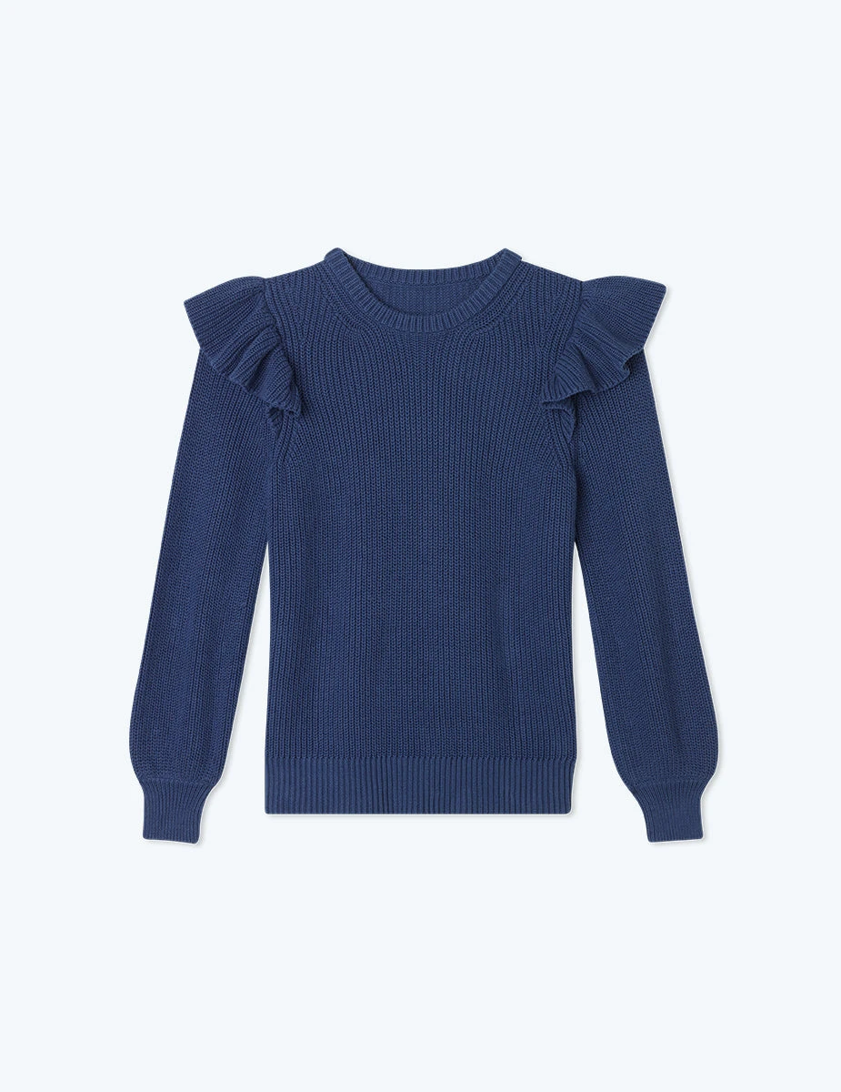 The Flirty Ruffle Sleeve Sweater - Atlantic 6 The Flirty Ruffle Sleeve Sweater - Atlantic - Image 6