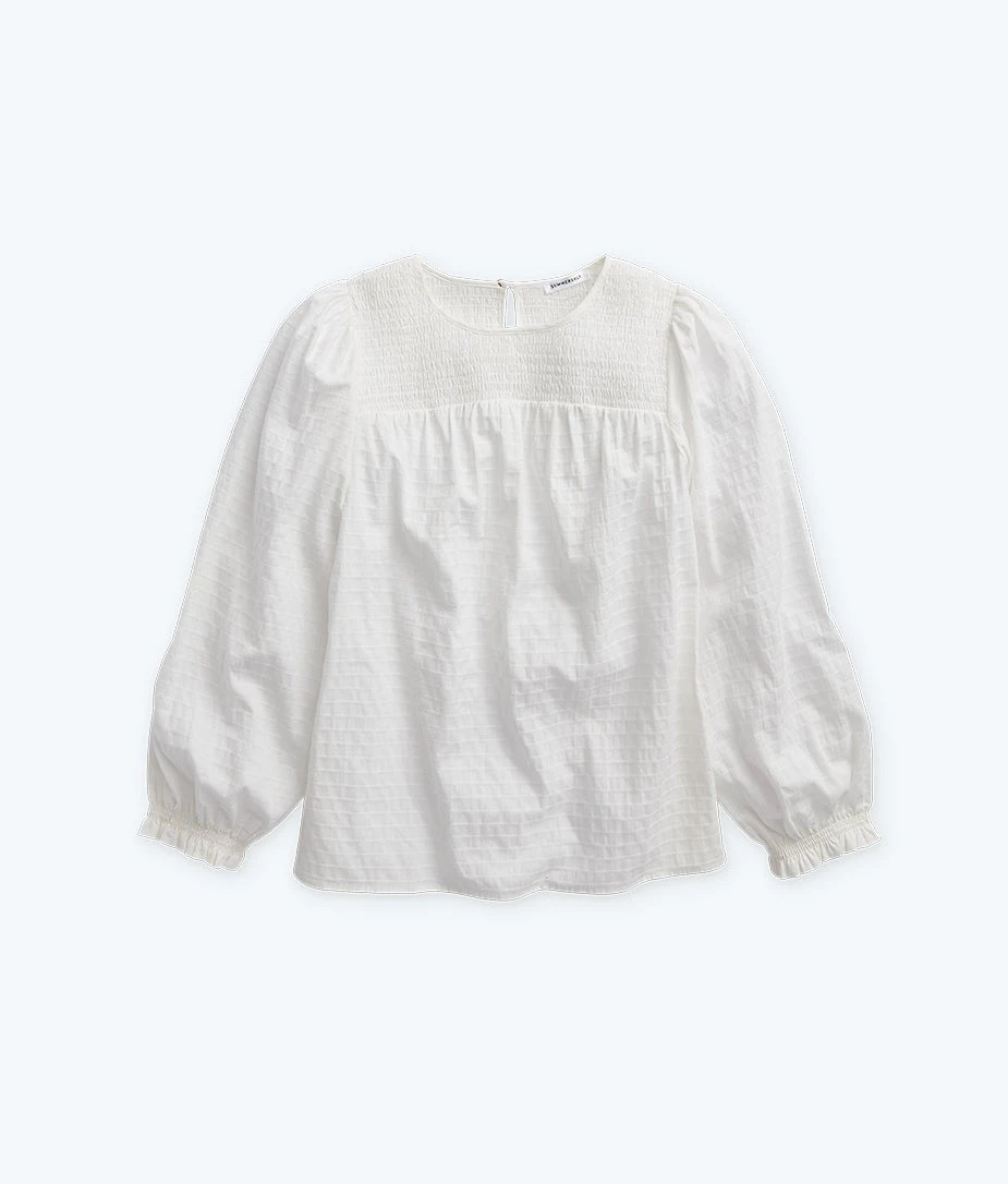 The Perfect Smocked Cotton Top - White Sand 1 The Perfect Smocked Cotton Top - White Sand