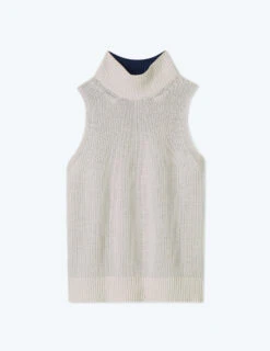 The High Neck Sweater Vest - Atlantic & White Sand -Summersalt Shop FlatLayFront 687e815c c7d0 4179 be33 1ee0be43cd0b