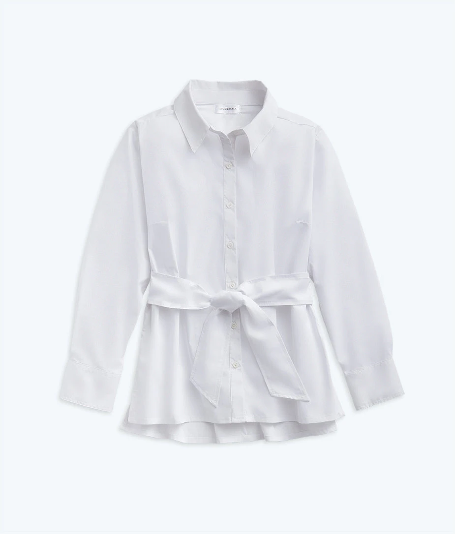 The Perfect Tie-Waist Girlfriend Shirt - White Sand 1 The Perfect Tie-Waist Girlfriend Shirt - White Sand