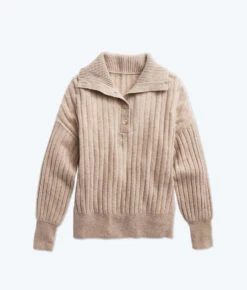 The Coziest Cashmere Blend Ribbed Half-Button Sweater - Toffee -Summersalt Shop FlatLay 1f587846 2311 4927 b11a db49984deb12