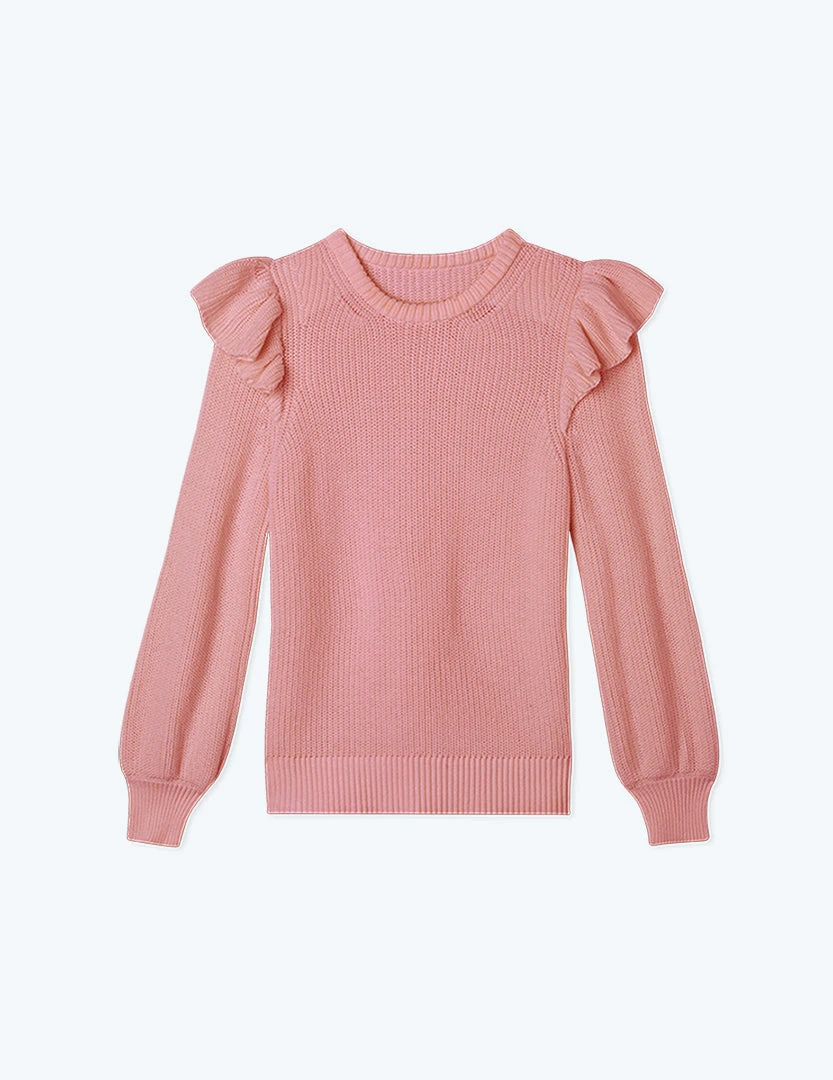 The Flirty Ruffle Sleeve Sweater - Desert Rose 5 The Flirty Ruffle Sleeve Sweater - Desert Rose - Image 5
