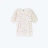 The Softest French Terry Puff Short Sleeve Top - Paint Splatter In White Sand