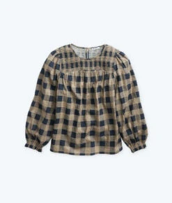 The Perfect Smocked Cotton Top - Buffalo Check In Midnight & Toffee -Summersalt Shop FlatLay bb8db446 82dd 4acb a1d3 19efbec94567