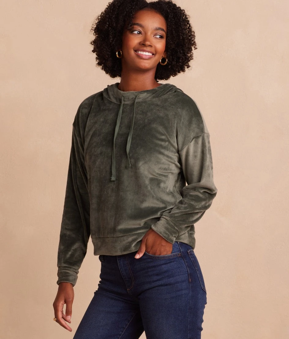 The Plush Velour Hoodie - Olive 3 The Plush Velour Hoodie - Olive - Image 3