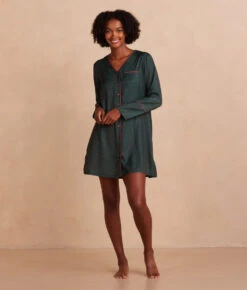 The Cloud 9 Boyfriend Sleep Shirt - Celestial Dot In Eden & Rosewood -Summersalt Shop Front Full TheCloud9BoyfriendSleepShirt BuffaloCheckinDeepSea Gold