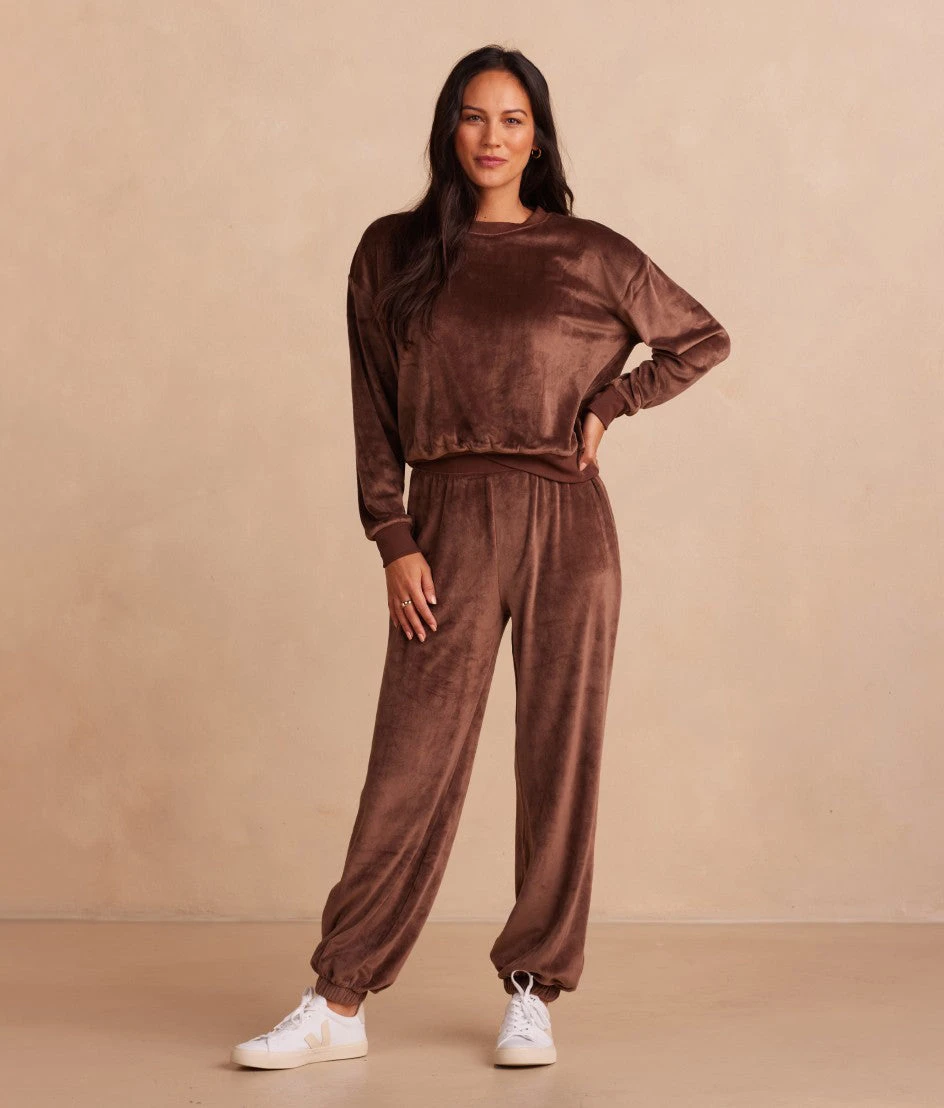 The Plush Velour Jogger - Chocolate 1 The Plush Velour Jogger - Chocolate