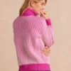 The Luxe Cashmere Blend Two-Tone Button Neck Sweater - Hibiscus & Dune
