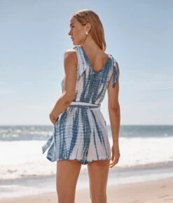 The Going Places Gauze Tie-Shoulder Romper - Summer Tie Dye -Summersalt Shop Going Places Gauze Tie Shoulder Romper Summer Tie Dye 1