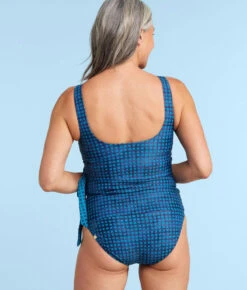 The High Leg High Rise Bottom - Gingham In Deep Sea 8 The High Leg High Rise Bottom - Gingham In Deep Sea -Summersalt Shop HighLegHighRiseBottomMixedGinghaminDeepSeaBack1