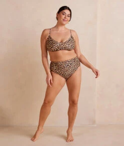 The High Leg High Rise Bottom - Leopard -Summersalt Shop HighLegHighRiseBottom Leopard Front Full