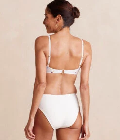 The High Leg Mid Rise Bikini Bottom - White Sand -Summersalt Shop HighLegMidRiseBikiniBottom WhiteSand Back Crop
