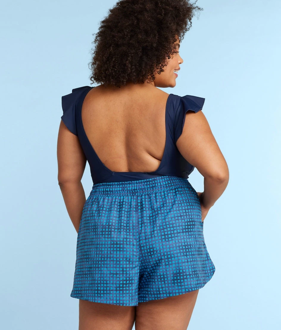 The High Tide Swim Shorts - Gingham In Deep Sea 2 The High Tide Swim Shorts - Gingham In Deep Sea - Image 2