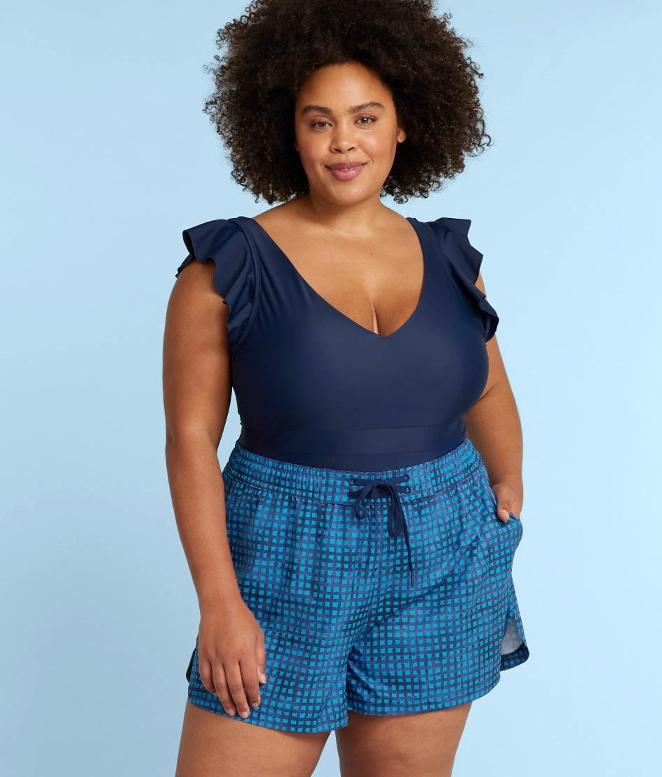 The High Tide Swim Shorts - Gingham In Deep Sea 1 The High Tide Swim Shorts - Gingham In Deep Sea