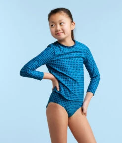 The Kids' Rash Guard - Gingham In Calypso